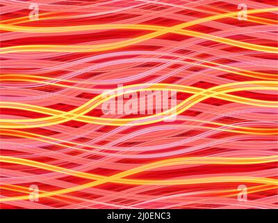 Rote und gelbe wellenförmige Streifen Stockfoto
