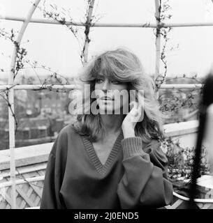 DIE US-Schauspielerin Farrah Fawcett Majors, aufgenommen bei einem Fotoempfang im Dorcester Hotel in London, April 1978. Stockfoto