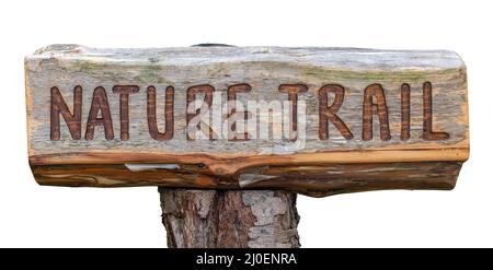 Rustikales Holz Natur Trail Zeichen Stockfoto