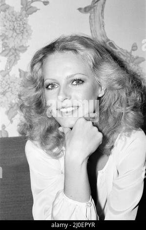 Cheryl Ladd, amerikanische Schauspielerin, die Kris Munroe in der Fernsehserie Charlie's Angels spielt, aufgenommen im Berkeley Hotel, Knightsbridge, London, 5.. Mai 1978. Sie ist in London für einen Gastauftritt auf der Muppet Show. Stockfoto