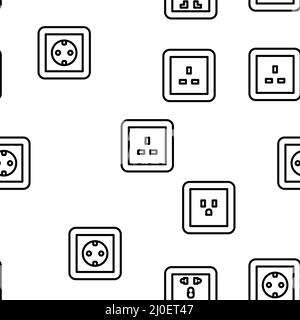 Steckdose Strom Elektrisches Zubehör Vektor Nahtloses Muster Stock Vektor