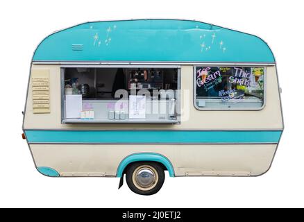 Retro Vintage Food Truck Oder Caravan Stockfoto