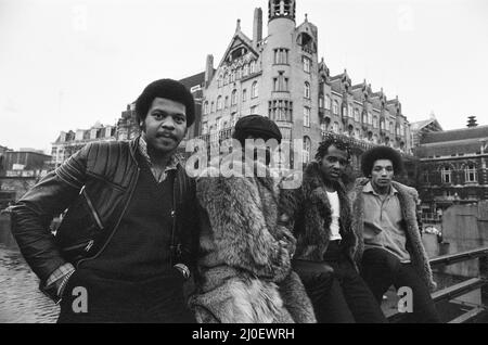 The Real Thing, britische Seelengruppe aus Liverpool, England, in Amsterdam, Holland, 9. März 1979 abgebildet. Chris Amoo, Dave Smith, Kenny Davis und Ray Lake. Stockfoto