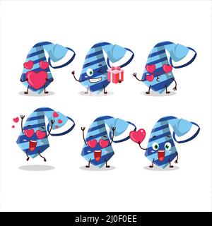 Blaue Krawatte Cartoon-Figur mit Liebe niedlichen Emoticon. Vektorgrafik Stock Vektor