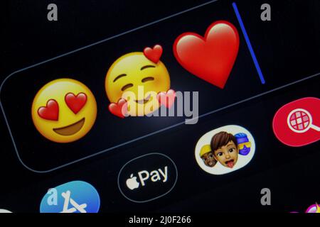 Calgary, Alberta. Kanada Dez 29 2019. Valentinstag beliebtesten Emojis. Die romantischsten Emojis zum Valentinstag. Illus Stockfoto