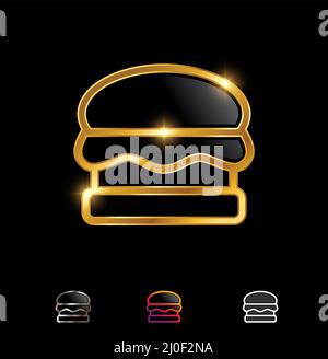 Ein Vektor-Illustration-Set mit goldenem isoliertem Burger-Symbol Stock Vektor