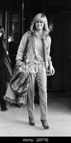 US-Schauspielerin Farrah Fawcett Majors, fotografiert während eines Besuchs in London im Januar 1979. Stockfoto