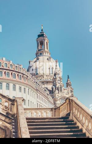 Die wiederaufgebaute Frauenkirche in der Dresdner Altstadt Stockfoto