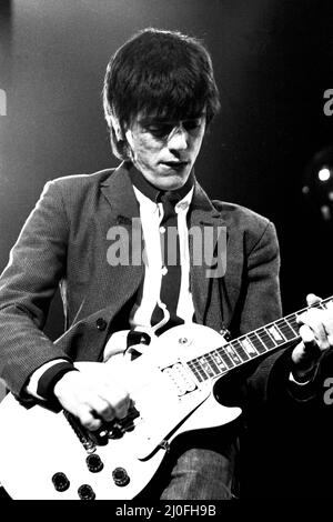 Debbie Harry von Blondie tritt in einem Konzert im Rathaus von Newcastle auf 4. Januar 1980 - Bandmitglied Chris Stein Stockfoto