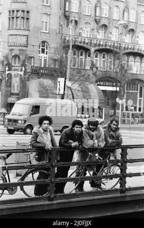 The Real Thing, britische Seelengruppe aus Liverpool, England, in Amsterdam, Holland, 9. März 1979 abgebildet. Chris Amoo, Dave Smith, Kenny Davis und Ray Lake. Stockfoto