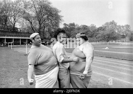 Jogger-Nauts: John Robinson Sportautor mit Colin Taylor beim Joggen im Battersea Park. 1979 78.-2550-005. Mai Stockfoto