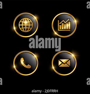 Ein Vektor-Illustrationssatz aus Golden Web Development Icon Set Stock Vektor
