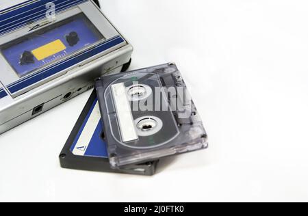 Alter tragbarer Stereo-Audio-Kassettenspieler Stockfoto