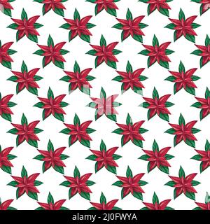 .Poinsettia nahtloses Muster. Weihnachtliches Aquarellmuster. Von Hand gezeichnet Stockfoto