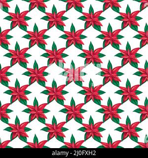 .Poinsettia nahtloses Muster. Weihnachten Aquarell Muster.Handgezeichnete Illustration Stockfoto