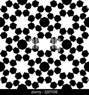 Nahtlose geometrische Ornament auf der Grundlage der traditionellen islamischen Kunst. Schwarz und weiß. Tolles Design für Stoff, Textil, Abdeckung, Geschenkpapier, Hintergrund. Stock Vektor