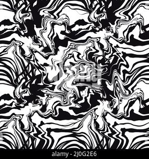 Nahtlose Struktur aus abstraktem Marmor in Schwarz und Weiß. Monochromer abstrakter Hintergrund Stockfoto