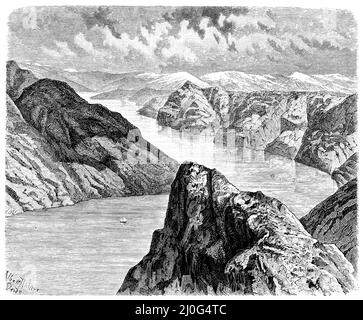 Am Lysterfjord, Albert Richter (Zeichner) (Geographie Buch, 1885), am Lysterfjord, Au Fjord de Lyster Stockfoto