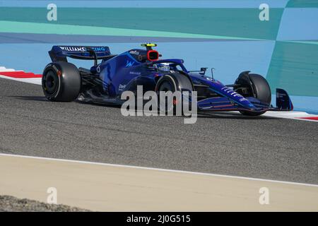 Sakhir, Bahrain. 18. März 2022. Bahrain International Circuit, Sakhir, Bahrain am 18. März 2022 NicholLatifi 6 (CAN), Williams FW43B während der FORMEL 1 GULF AIR BAHRAIN GP 2022, Eleanor Hoad Credit: Every Second Media/Alamy Live News Stockfoto