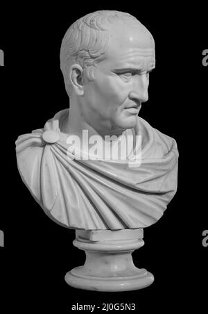 Alte weiße Marmorskulptur Büste von Cicero der Politiker, Philosoph und Redner lebte im antiken Rom Stockfoto