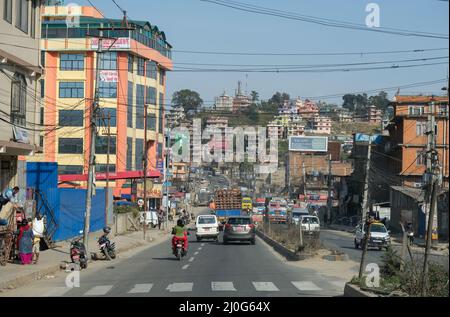 Stadtbild und überfüllten Straßen der Stadt Kathmandu Nepal Asien Stockfoto