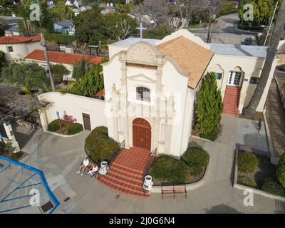 Luftaufnahme der Vereinigten Methodistischen Kirche von La Jolla. San Diego Stockfoto