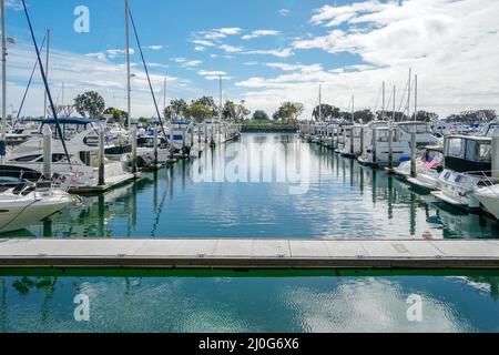 Die Boote vertäuten im Embarcadero Marina Park North, San Diego. Stockfoto