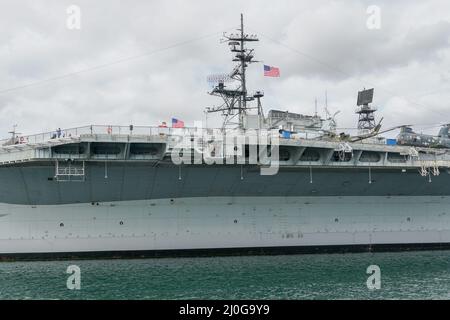 USS Midway Museum, historisches Marinelagermuseum in der Innenstadt von San Diego, Kalifornien Stockfoto