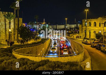 Jerusalem City Nachtszene Stockfoto