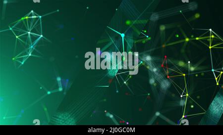 Abstrakte polygonale Raum mit niedrigen Polygone. Hintergrund mit Anschluss von Punkten und Linien. Verbindung Struktur. 3D-Rendering Stockfoto