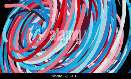 Helle bunte Kreislinien, Hintergrund im Cartoon-Stil, computergenerierter moderner abstrakter Hintergrund, 3D-Rendering Stockfoto