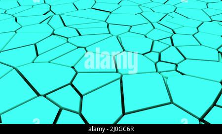 Computergenerierte Oberfläche mit Brüchen. 3D-Rendering eines Erdbebeneffekts. Abstrakter Hintergrund Stockfoto