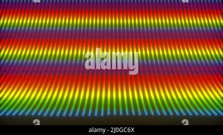 Computer erzeugte gebogene Neonlinien. 3D Rendering Streifen Hintergrund mit Regenbogenlicht Stockfoto