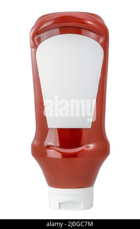 Isolierte Squeezy Tomato Ketchup Flasche Stockfoto