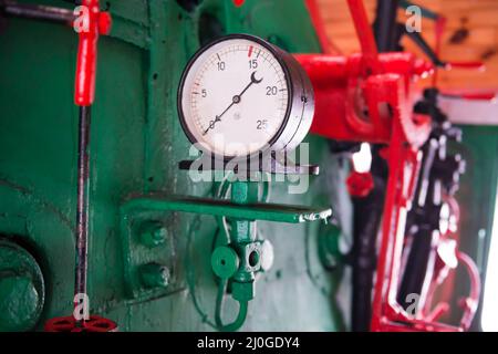 Motor der alten Dampflokomotive Stockfoto