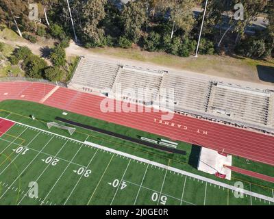 Luftaufnahme des amerikanischen Fußballfeldes Stockfoto