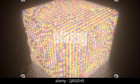 Holographic Technology Cube abstrakter Hintergrund. Stockfoto