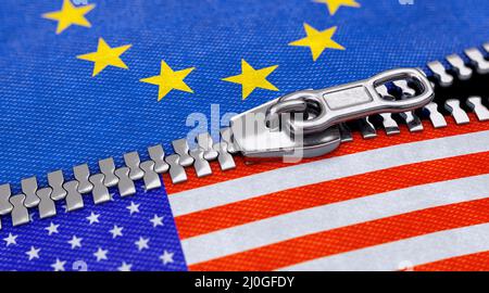 Zusammenarbeit zwischen den USA und der EU Stockfoto