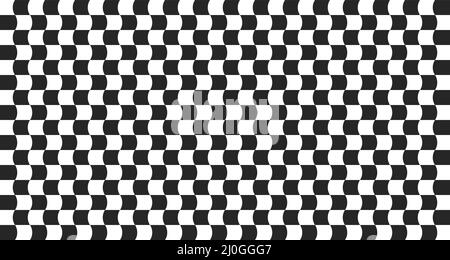 Optische Täuschung. Verzerrtes Schachbrett. Karierter abstrakter Hintergrund. Op Art. Vektor-Design Stock Vektor