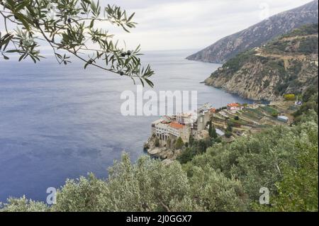 Berg Athos, Gregoriou Ostorthodoxes Kloster, Griechenland, Europa Stockfoto