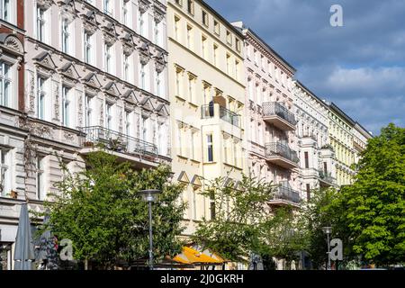 Einige renovierte alte Wohnhäuser in Prenzlauer Berg, Berlin Stockfoto