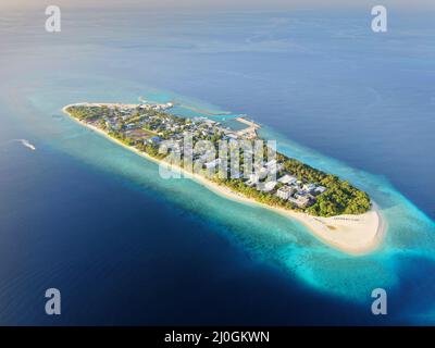 Tropisches Paradies Atoll Ukulhas Island Luftbild Stockfoto