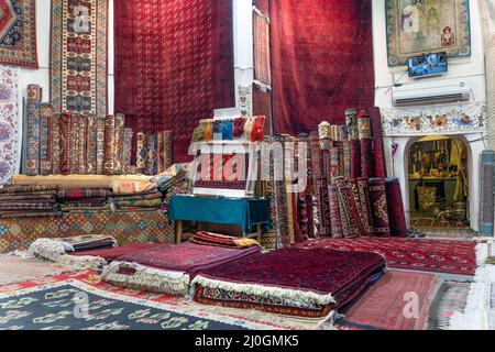 Der alte Teppichmarkt in Buchara Stockfoto