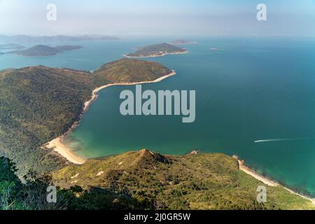 Der atemberaubende Blick auf die Natur vom Sharp Peak im Sai Kung East Country Park in Hongkong Stockfoto