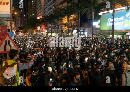 Hongkong-11.08.2019:die Volksversammlung für die Verteidigung ihrer Freiheiten und Rechte Stockfoto