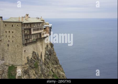 Berg Athos, Simonos Petra, Ostorthodoxes Kloster, Griechenland, Europa Stockfoto