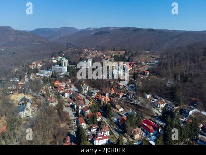 Eine Luftaufnahme des Resorts Sovata in Rumänien Stockfoto