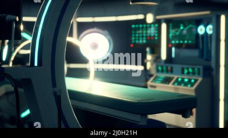 Futuristische Sci Fi MRI-Scanner, medizinische Geräte im Krankenhaus Stockfoto