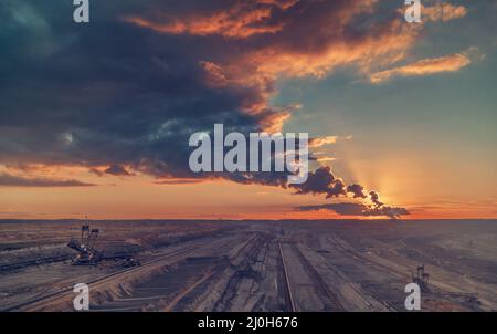 Panoramablick auf den Braunkohletagebau Hambach Oberfläche mine Stockfoto