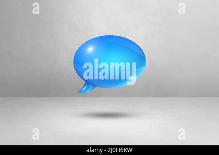 Blaue Sprechblase auf weißem Hintergrund Stockfoto